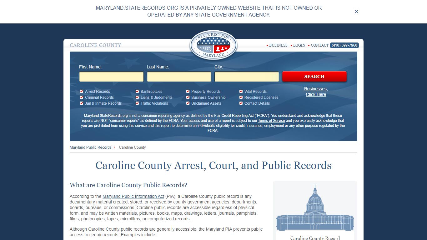 Caroline County Arrest, Court, and Public Records