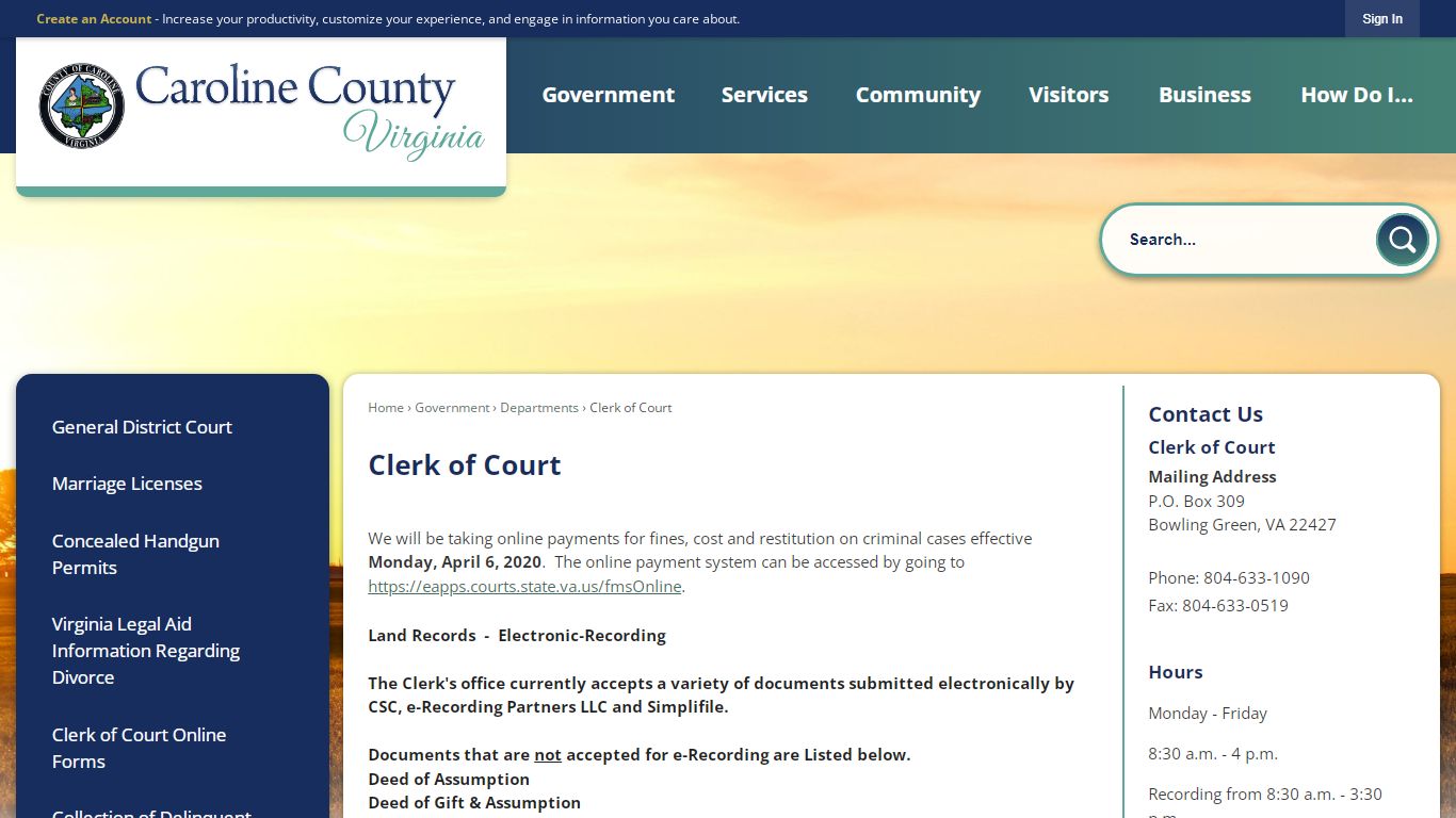 Clerk of Court | Caroline County VA